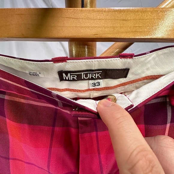 MR TURK - Men’s Red Plaid Pants, Men’s Size 33 - Picture 7 of 10